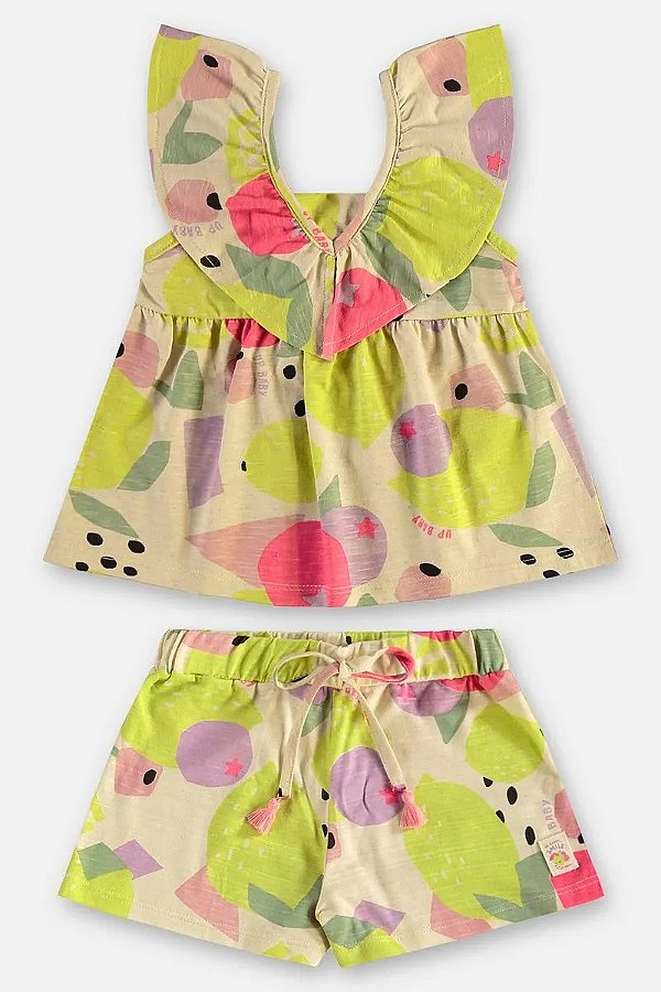 CONJUNTO VERÃO 2 PEÇAS UP BABY KIDS - FRUTINHAS VERDE - MENINA