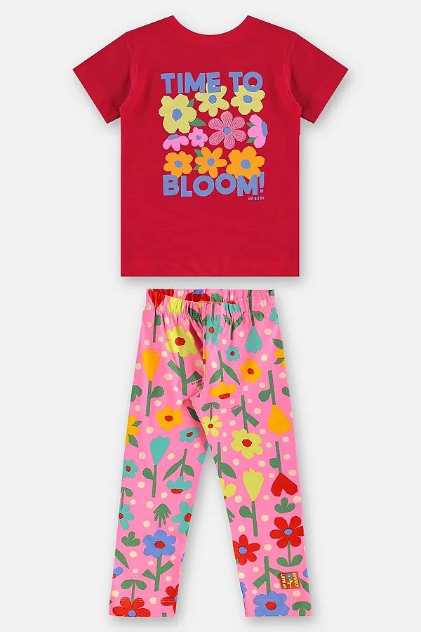 CONJUNTO 2 PEÇAS UP BABY KIDS - FLORZINHAS VERMELHAS - MENINA