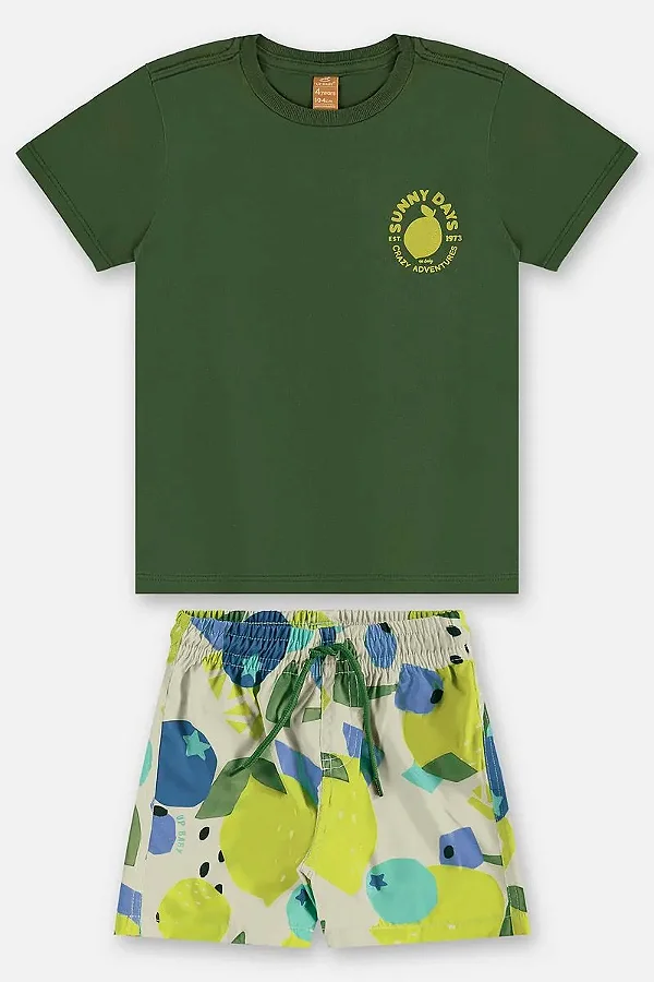 CONJUNTO VERÃO 2 PEÇAS UP BABY KIDS - SUNNY DAY VERDE - MENINO