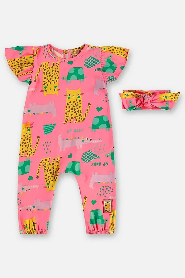 MACACÃO UP BABY - ANIMAIS ROSA - MENINA