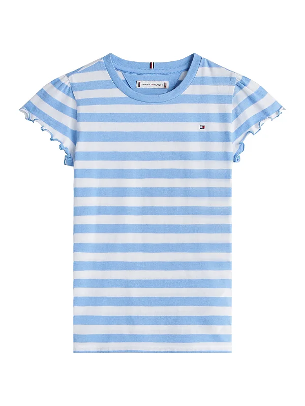 CAMISETA MANGA CURTA TOMMY HILFIGER KIDS - LISTRAS AZUIS - MENINA