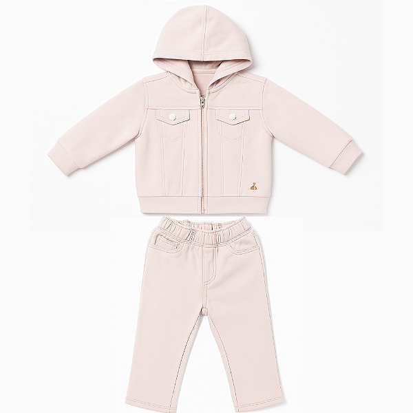 CONJUNTO MOLETOM FLANELADO GAP 2 PEÇAS - ROSÊ - MENINA