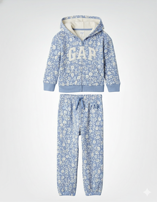 CONJUNTO FLANELADO 2 PEÇAS GAP - FLORAL AZUL - MENINA