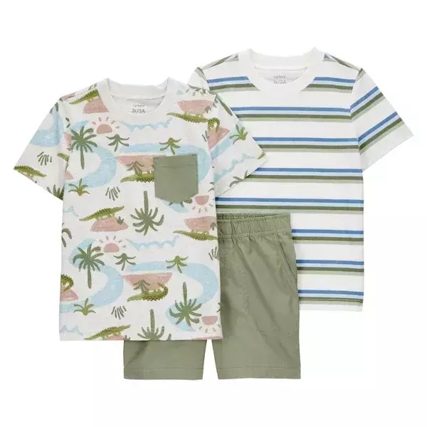 CONJUNTO VERÃO 3 PEÇAS CARTER'S - JACARÉ - MENINO