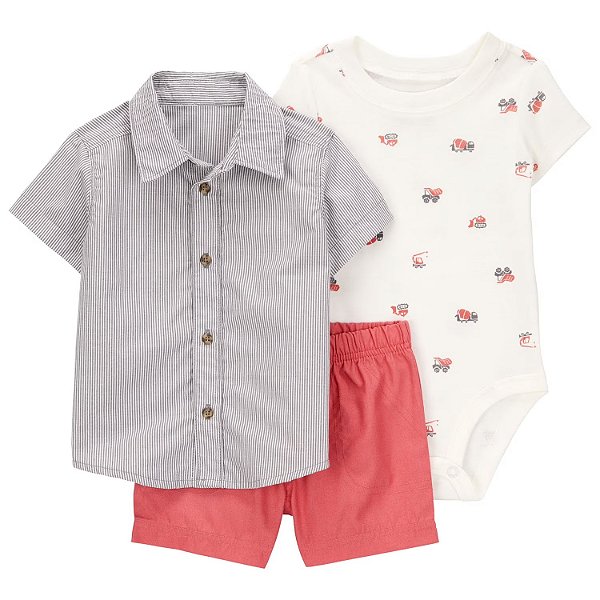 CONJUNTO VERÃO 3 PEÇAS CARTER'S - CONSTRUÇÃO - MENINO