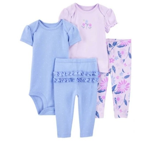 CONJUNTO 4 PEÇAS CARTER'S - FLORAL LILÁS - MENINA