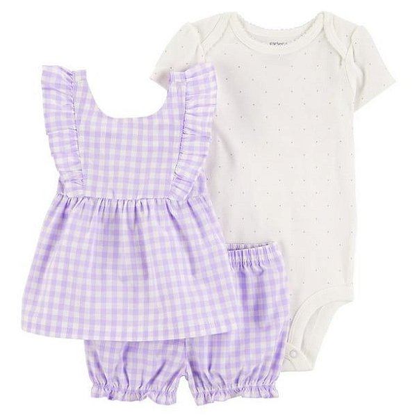 CONJUNTO VERÃO 3 PEÇAS CARTER'S - LILÁS XADREZ - MENINA