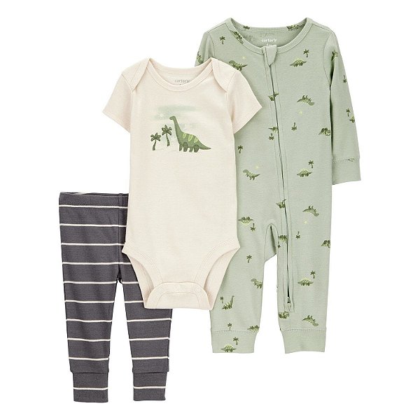 CONJUNTO 3 PEÇAS CARTER'S - DINOSSAURO - MENINO