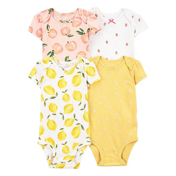 KIT 5 BODIES MANGA CURTA CARTER'S - FRUTINHAS - MENINA