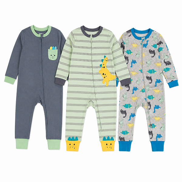 KIT 3 MACACÕES SEM PÉ KOALA BABY - DINOSSAUROS - MENINO