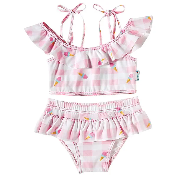MODA PRAIA TIP TOP CONJUNTO 2 PEÇAS - SORVETINHO - PROTEÇÃO UV50+ - MENINA