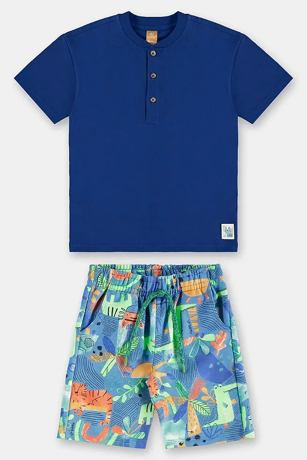 CONJUNTO VERÃO 2 PEÇAS UP BABY - ABSTRATA AZUL - MENINO