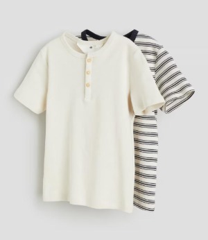 KIT 2 CAMISETAS MANGA CURTA H&M - BASIC LISTRADINHA - MENINO