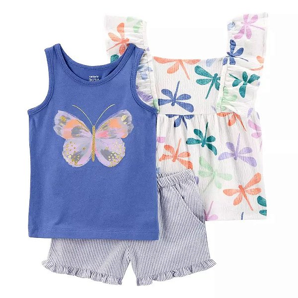 CONJUNTO VERÃO 3 PEÇAS CARTER'S - LIBÉLULAS - MENINA