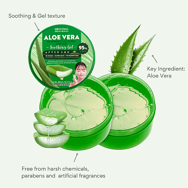 GEL CALMANTE ALOE VERA 95% ORIGINAL DERMA BEAUTY - 300g