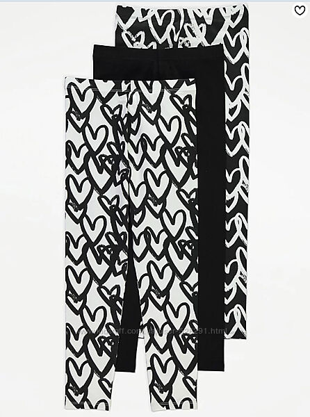 KIT 3 CALÇAS LEGGING GEORGE BABY - ALL BLACK CORAÇÃO - MENINA