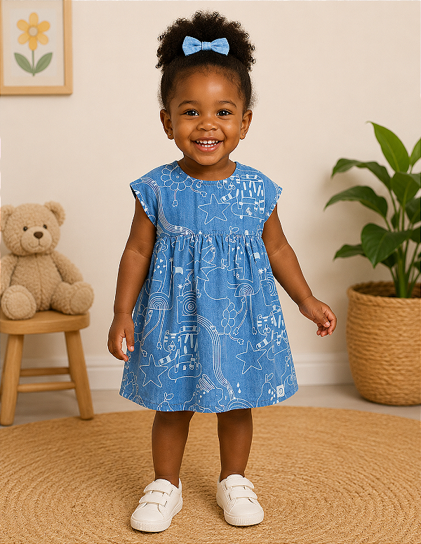 VESTIDO GEORGE BABY - JEANS SAFARI - MENINA