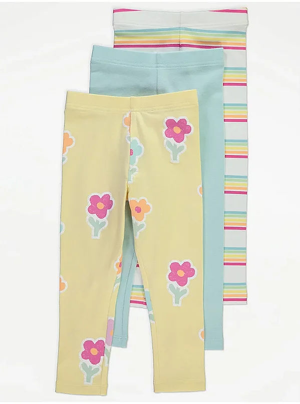 KIT 3 CALÇAS LEGGING GEORGE BABY - FLORAL COLORIDO - MENINA