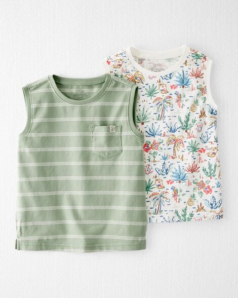 KIT 2 CAMISETAS REGATA LITTLE PLANET BY CARTER'S - TROPICAL LISTRADA - MENINO