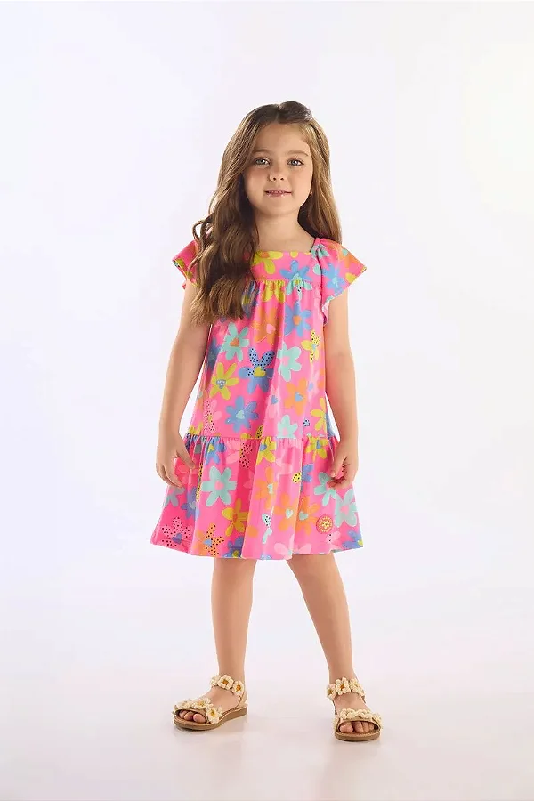 VESTIDO UP BABY KIDS - FLORZINHAS NEON - MENINA