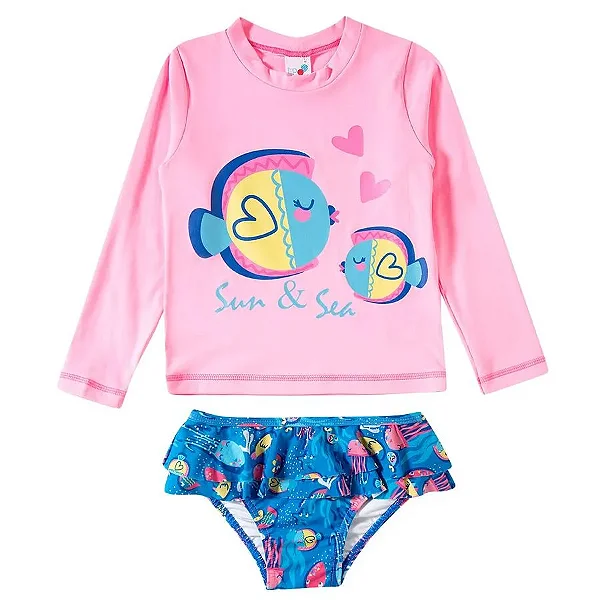 MODA PRAIA TIP TOP - PEIXINHOS - PROTEÇÃO UV50+ - MENINA