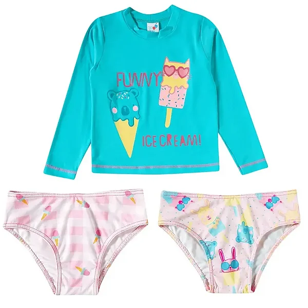MODA PRAIA TIP TOP - SORVETINHO - PROTEÇÃO UV50+ - MENINA