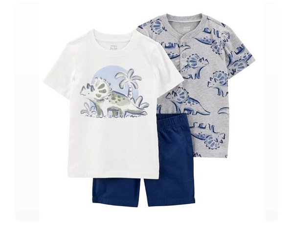 CONJUNTO VERÃO 3 PEÇAS CARTER'S - DINOS - MENINO