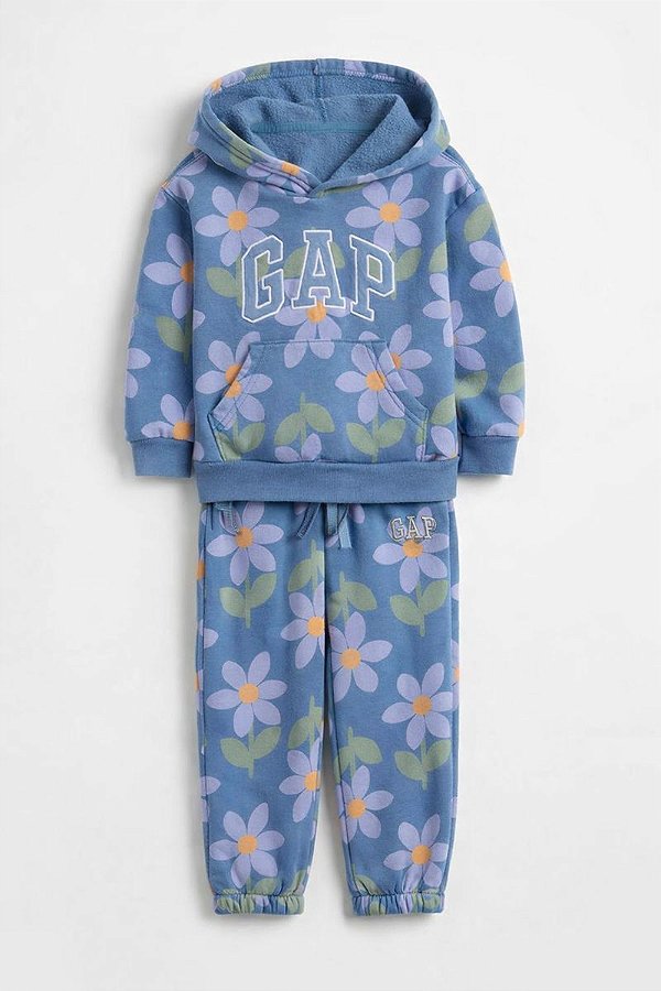 CONJUNTO FLANELADO 2 PEÇAS GAP - FLORAL AZUL - MENINA