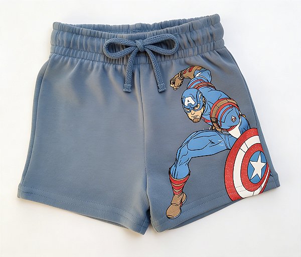 BERMUDA MOLETOM GEORGE MARVEL - CAPITÃO AMÉRICA - MENINO