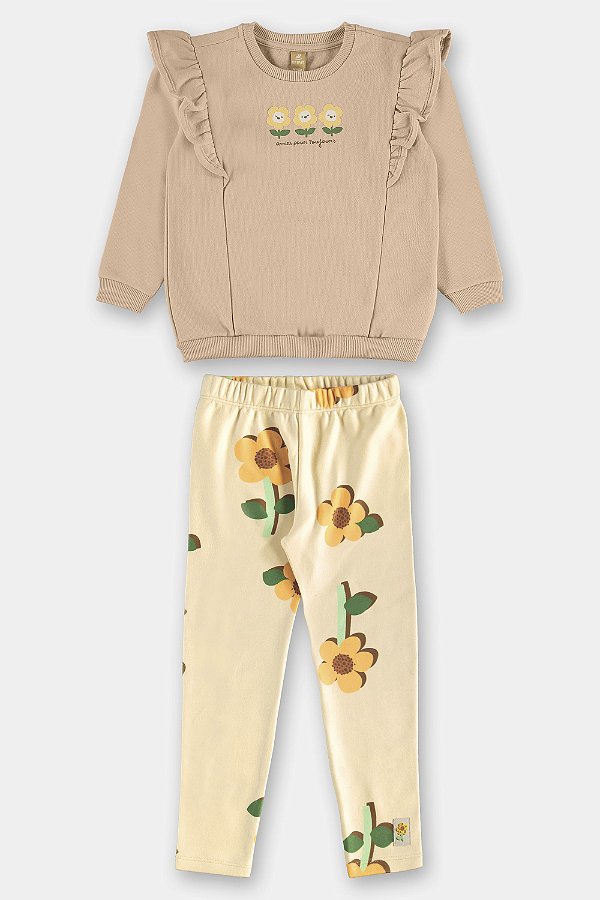 CONJUNTO FLANELADO 2 PEÇAS KIDS UP BABY - FLORZINHAS - MENINA