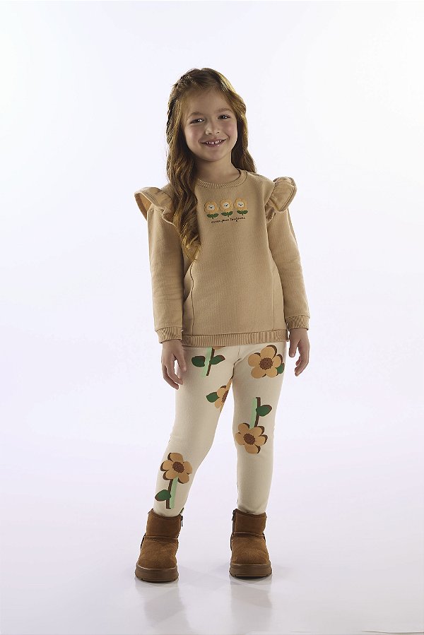 CONJUNTO FLANELADO 2 PEÇAS UP BABY KIDS - FLORZINHAS - MENINA