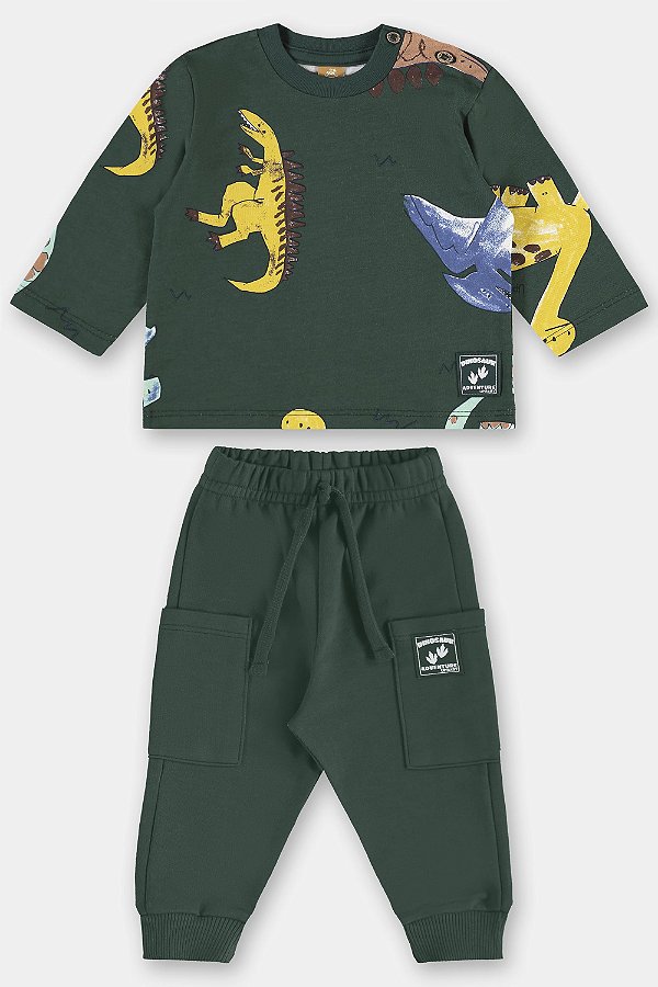 CONJUNTO 2 PEÇAS UP BABY - DINOSSAUROS VERDE - MENINO
