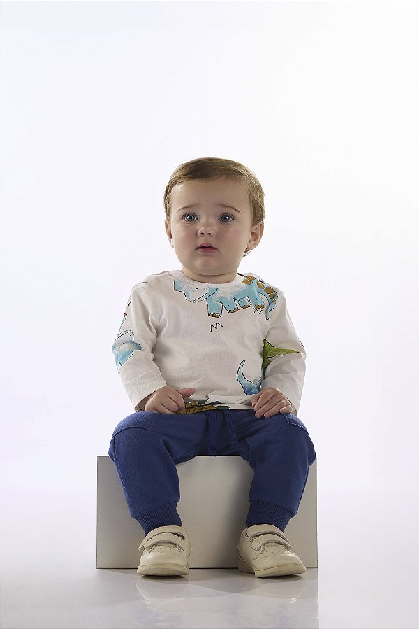 CONJUNTO 2 PEÇAS UP BABY - DINOSSAUROS AZUL - MENINO