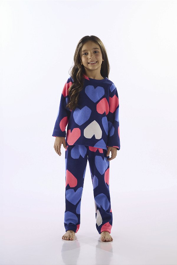 PIJAMA 2 PEÇAS FLEECE UP BABY KIDS - CORAÇÃO - MENINA