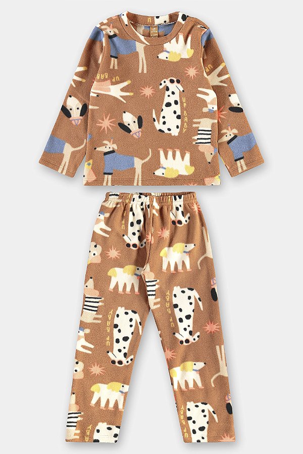 PIJAMA 2 PEÇAS FLEECE UP BABY KIDS - CACHORRINHOS - MENINO