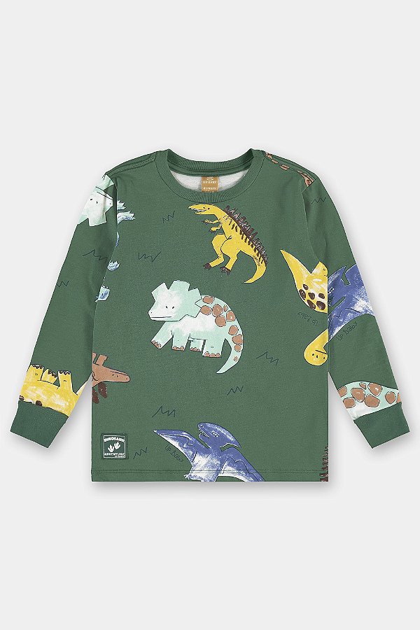 CAMISETA MANGA LONGA UP BABY - DINOSSAUROS VERDE - MENINO