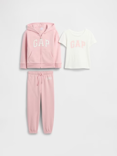 CONJUNTO FLANELADO 3 PEÇAS GAP - LOGO ROSA - MENINA
