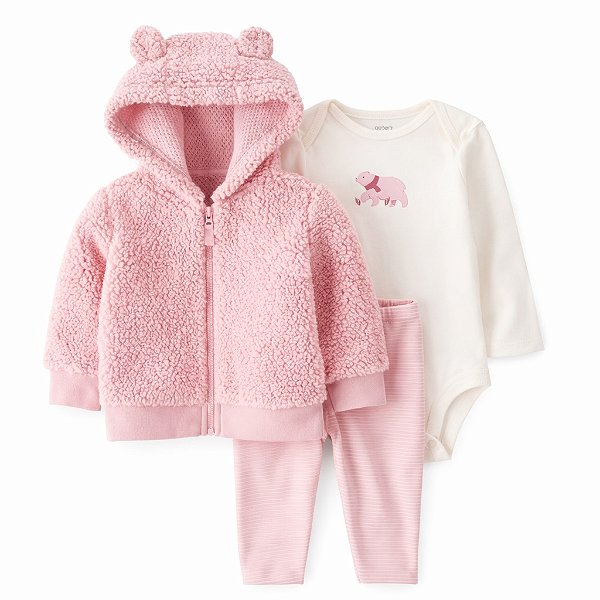 CONJUNTO 3 PEÇAS CARTER'S - ROSA - MENINA