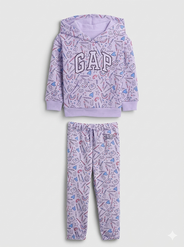 CONJUNTO FLANELADO 2 PEÇAS GAP - ESCOLAR LILÁS - MENINA