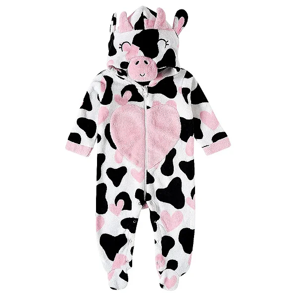 MACACÃO COM PÉ PELUDINHO TIP TOP BABY - VAQUINHA - MENINA