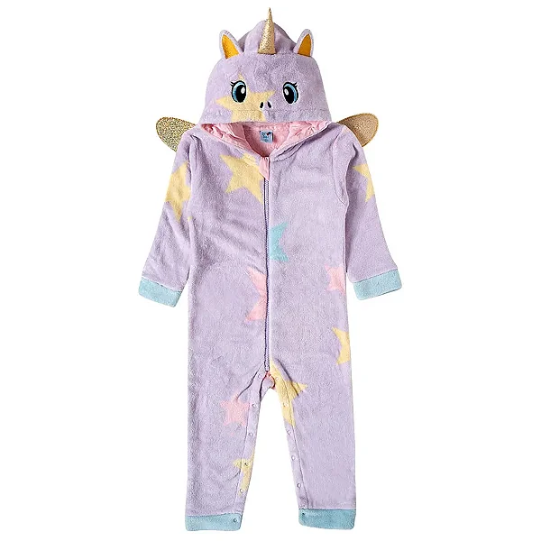 MACACÃO SEM PÉ PELUDINHO TIP TOP TODDLER - UNICÓRNIO - MENINA