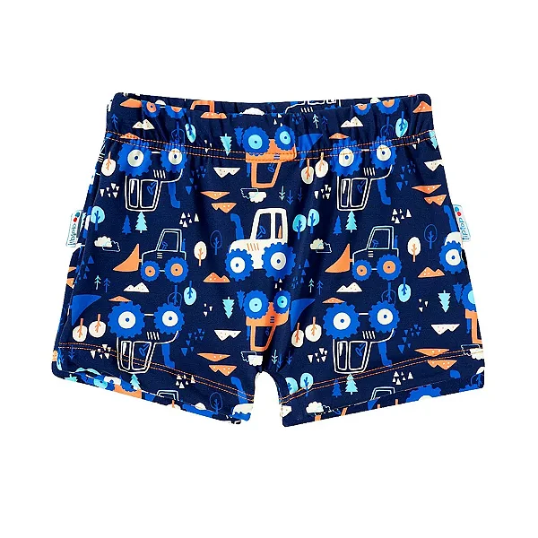 MODA PRAIA SUNGA TIP TOP TODDLER - TRATOR MARINHO - PROTEÇÃO UV50+ - MENINO