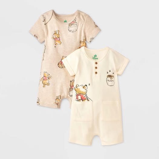 KIT 2 MACACÕES ROMPERS DINEY BABY - URSINHO POOH - MENINO