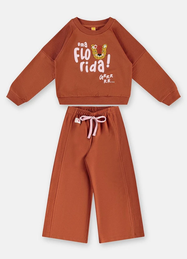 CONJUNTO MOLETOM 2 PEÇAS TRÊS E JÁ KIDS - ONÇA FLORIDA - MENINA