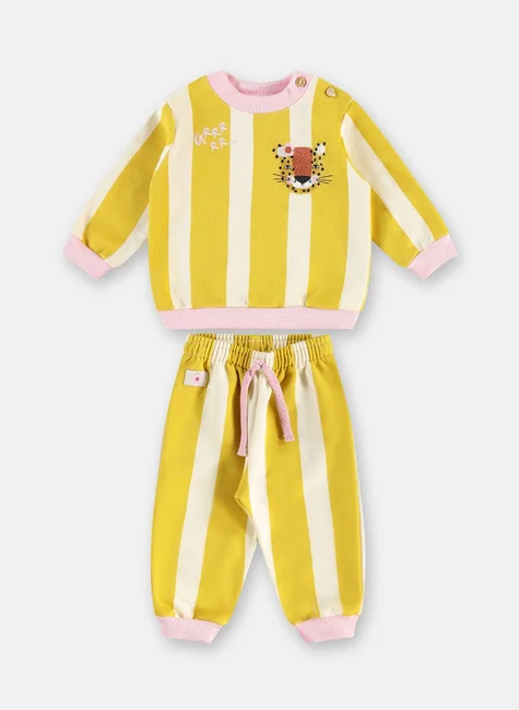 CONJUNTO MOLETOM 2 PEÇAS TRÊS E JÁ - LISTRAS - MENINA