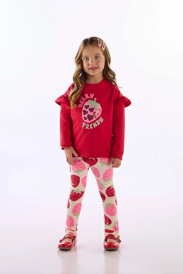 CONJUNTO FLANELADO 2 PEÇAS UP BABY KIDS - MORANGUINHOS - MENINA