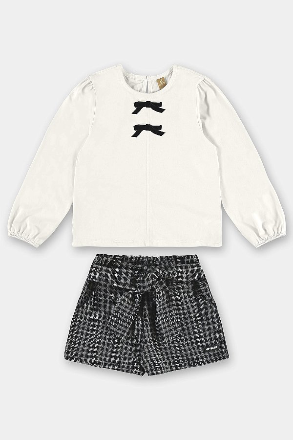 CONJUNTO 2 PEÇAS UP BABY - BRANCO E PRETO - MENINA