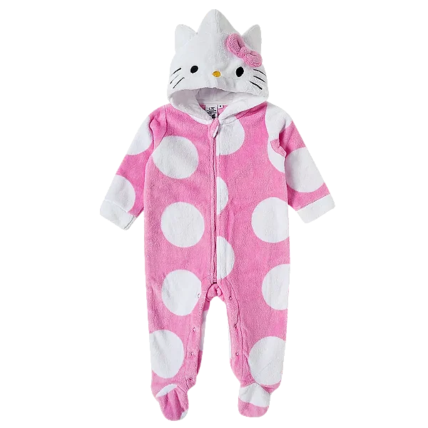 MACACÃO COM PÉ PELUDINHO TIP TOP BABY - HELLO KITTY - MENINA