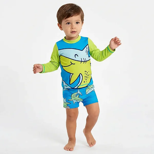 MODA PRAIA TIP TOP - TUBARÃO - PROTEÇÃO UV50+ - MENINO