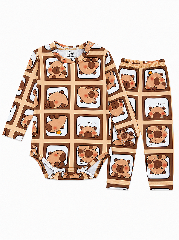 CONJUNTO TÉRMICO 2 PEÇAS COMFORT FOFOTINHOS - CAPIVARA - UNISSEX